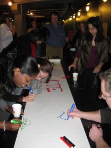 Creating a Thank You poster at the end of the day