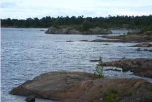 Lake and rocky islands