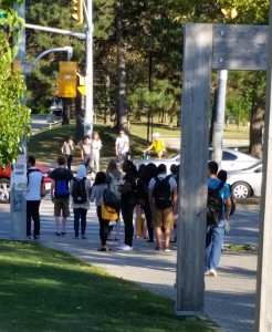 Students leaving campus